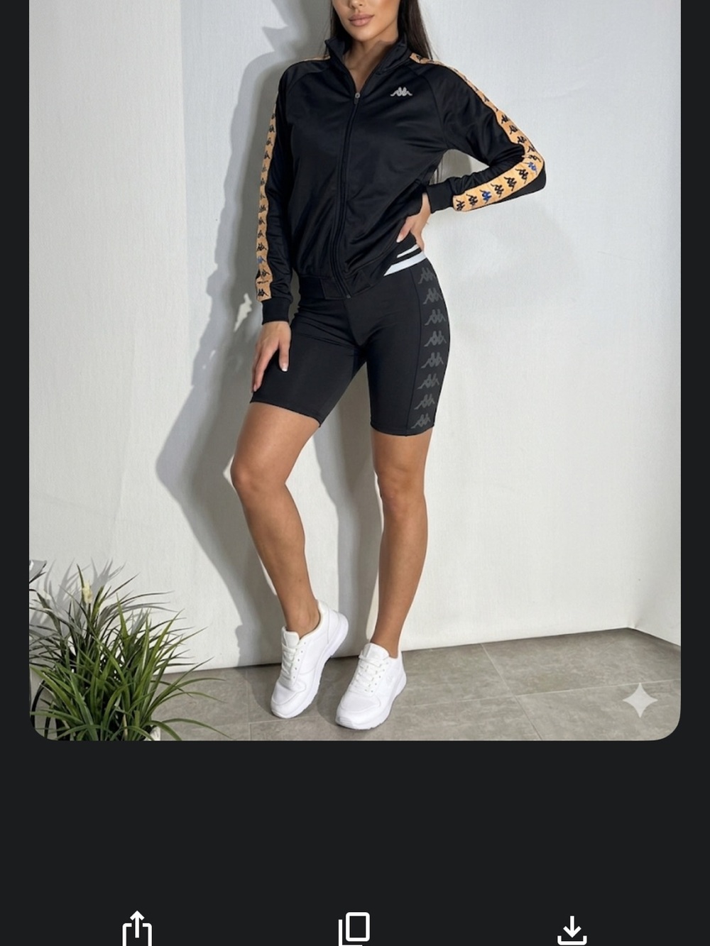 Kappa size M Sweatshirt and leggings Black Logo-Strip Shorts